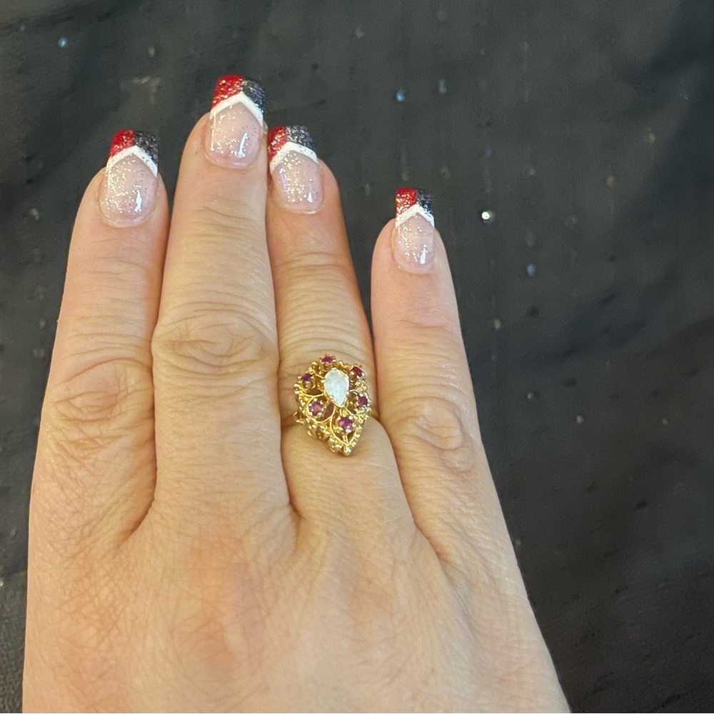 Opal And Ruby Ring 14 Karat Gold - image 4